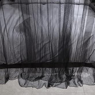 Joyreap 4 Corners Post Canopy Bed Curtain Black- Royal Luxurious Cozy Drapes Netting- Elegant Bedroom Decoration Accessories for Adults (47" W x 78" L, Twin)