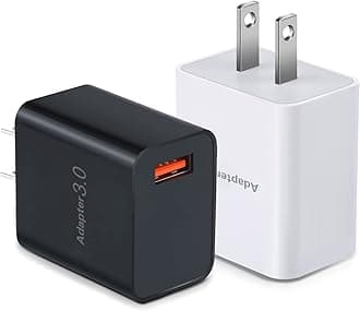 5V 3A USB Wall Charger Fast Charging Block Phone Charger USB Plug Compatible with iPhone 16 15 14 Pro Max Galaxy S24 S23 Ultra 22 21 20 A03s Android Camping Fan – [2Pack] Black White