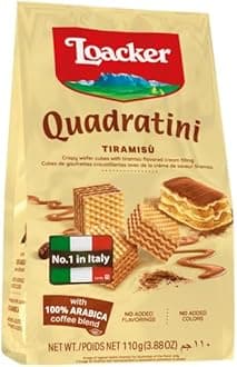 Loacker Quadratini Tiramisu Wheat Flour,Hazelnuts,Cocoa,110 Gram
