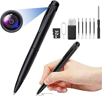 Mini Hidden Spy Camera Pen, HD 1080P, Covert Body Audio and Video Recorder (with 32GB Micro SD Card)
