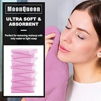 MOONQUEEN Microfiber Facial Cloths Fast Drying Washcloth 12 Pack - Premium Soft Makeup Remover Cloths - Frozen Berry