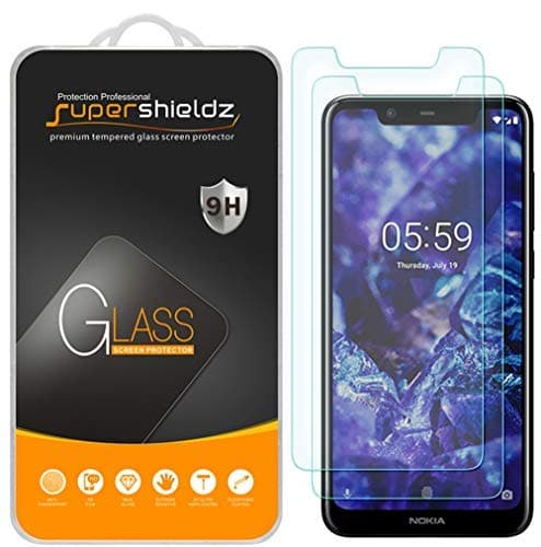 Supershieldz (2 Pack) Designed for Nokia (5.1 Plus) Tempered Glass Screen Protector, Anti Scratch, Bubble Free