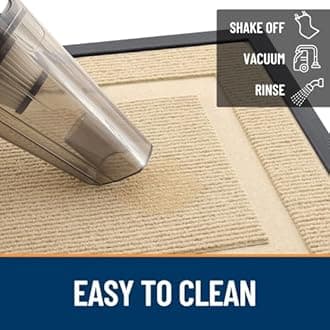 OLANLY Front Door Mat Indoor Outdoor Entrance, Waterproof All-Season, All-Weather Doormat, Sturdy Natural Rubber, Fade Resistant, Low Profile, Easy Clean Patio Porch Entryway Mat, 59x23, Beige