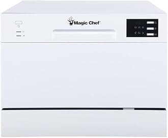Magic Chef MCSCD6W5 Energy Star 6-Place Setting 6 Plate Countertop Dishwasher, White