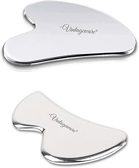 Vintageware Stainless Steel Heart Shape & B Shape Gua Sha Massager (IASTM Tool) For Face Massage & Acupressure Therapy On Trigger Point Treatment Scraping Face Massage Tool (Heart + B Shape)