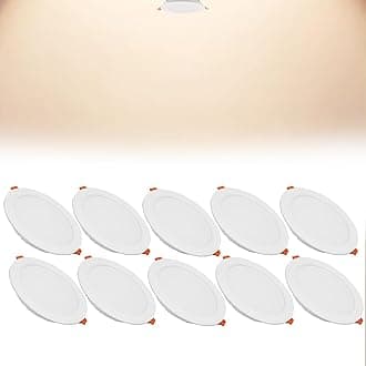 12W LED Recessed Ceiling Spotlights, 4000K Neutral White Ultra Slim Panel Light, Cut Φ110-130mm, AC110-240V Round Downlights for Living Room Office, 10 Pack