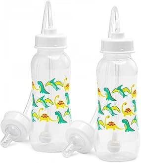 Hands-Free Baby Bottle - Anti-Colic Self Feeding Baby Bottle System 9 oz (2 Pack - Dinosaur)