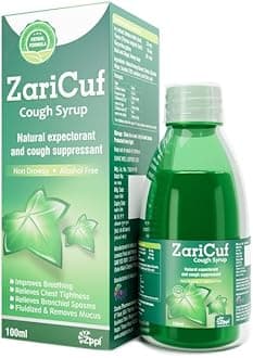 Cough Syrup - Natural Ivy & Thyme Extracts, Relief for Dry & Wet Cough, Bronchial & Lung Support for All Ages, 100ml