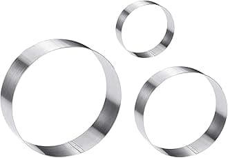 Siking Stainless Steel 4 / 6 / 8 Inch Round Cake Ring Mold Round Cutter Pancake Mold For Mousse Cheese Cookie Salads Onigiri (Round)