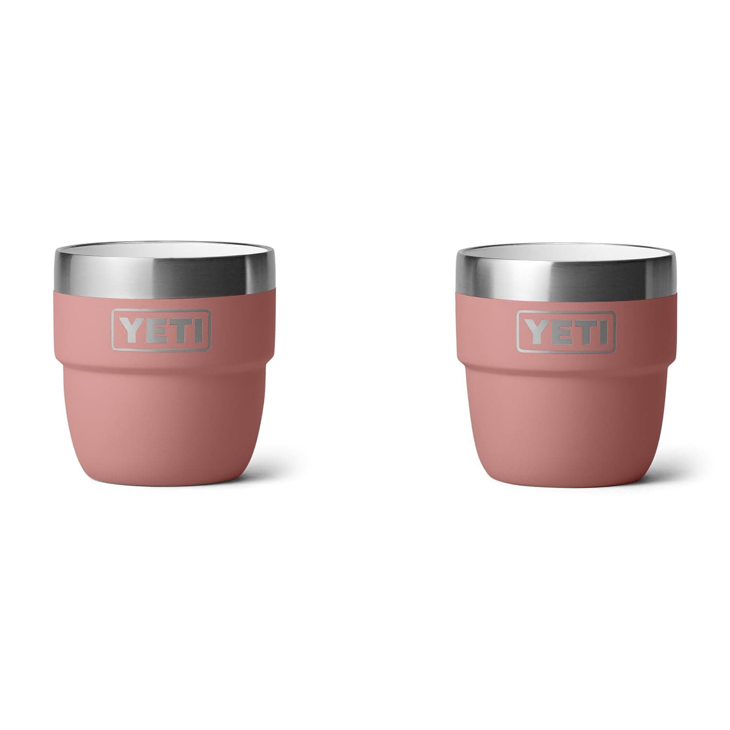 YETI Rambler 4 oz Stackable Cup, Stainless Steel, Vacuum Insulated Espresso/Coffee Cup, 2 Pack, Sandstone Pink