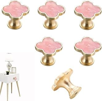 6 Pcs Clover Knobs Dresser Cabinets Kitchen Cupboard Pulls Drawer Wardrobe Shoe Cabinet Jewelry Box Pulls Furniture Coffee Table Single Hole Door Handles(Pink)