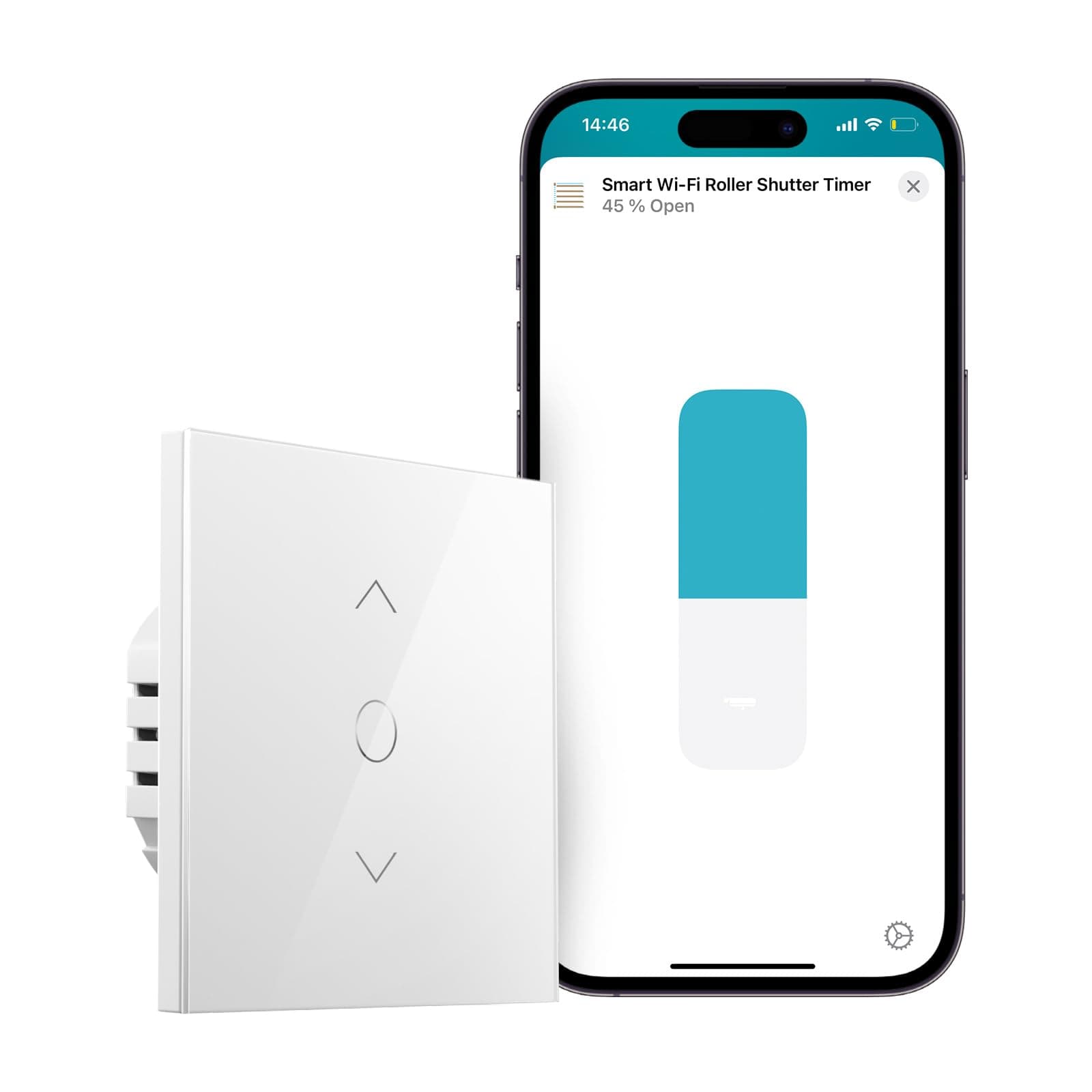 Meross Connected Roller Shutter Switch (NEUTRAL WIRE REQUIRED), Curtain Switch Compatible with HomeKit, Alexa and Google Home, Percentage Control, Voice Control and Remote Control