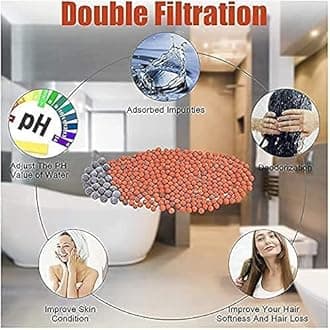 Puri Pro Shower Filter Head Water Filtration System Help Reduces hair loss. Three Functions Rainfall Jet And Massage, Negative Ionic Ion Flow Filter Handheld Shower head (Mineral Beads)