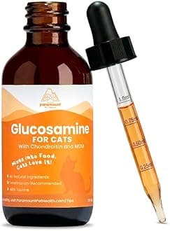 Liquid Glucosamine Chondroitin with MSM for Cats, Hip & Joint Support Cat Supplement, Glucosamine Drops for Senior Felines with Arthritis, 2 Oz