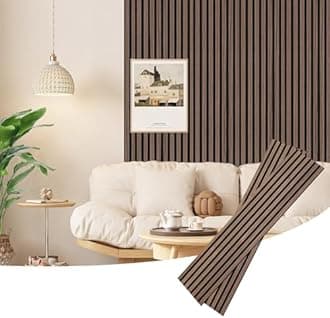 94 Inch Wood Wall Panels for Interior Wall Decor Noise Reduction,Fluted Wood Slat Panel Feature Soundproof Paneling,Living Room,Bedroom,Office,Store,Walnut