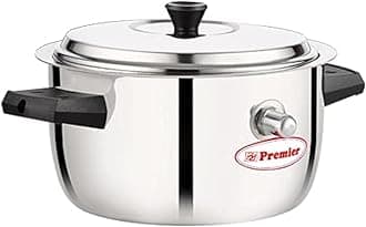 PREMIER Stainless Steel Milk Boiler 1.5 Litre with Whistle Indication and Induction Base, Lightweight, Durable Handle Heat Resistant, Easy to Use Dishwasher Safe Versatile Milk Boiler