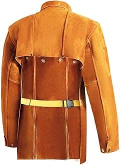ONETIAN Leather Welding Jacket, Cape Sleeves with Bib Apron - High Heat and Flame Resistance for Ultimate Work Protection