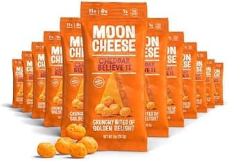 Moon Cheese Cheddar Believe It, 1 Ounce, 12-Pack, Crunchy, Protein-Rich Cheese Snack, Keto Friendly, 100% Real Cheese