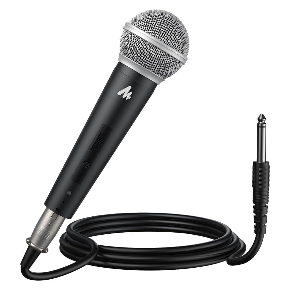Dynamic Microphone Wired for Singing, Cordless Karaoke Mic with 9.8FT/3M XLR Cable, with On/Off Switch (AU-WDM01)
