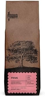 Black Baza Coffee, Ficus, Medium-Dark Roast, Freshly Roasted, Organic, Blend of Arabica & Robusta (Coarse Grind, 250 grams)