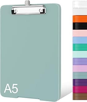 Piasoenc Small Clipboard with Storage, A5 Organization Box with Pen Holder, Plastic Clipboard with Low Profile Clip for Nurses, Teachers, Lawers, Teal