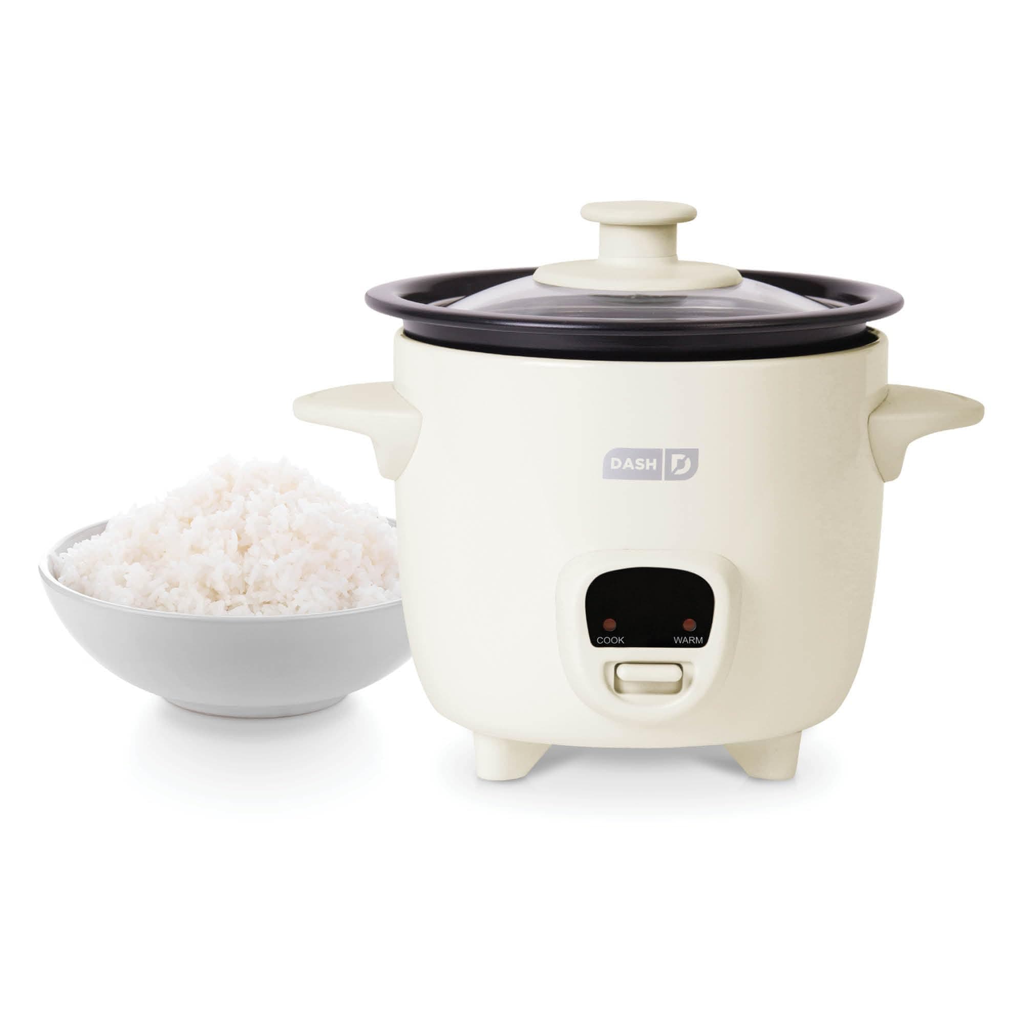 Dash Mini Rice Cooker Steamer with Removable Nonstick Pot, Keep Warm Function & Recipe Guide, 2 cups, for Soups, Stews, Grains & Oatmeal - Cream