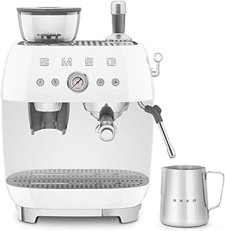 EGF03WHUK Espresso Machine with Pump & Grinder, Adjustable Temperature & Pre-Infusion, Italian Design,White