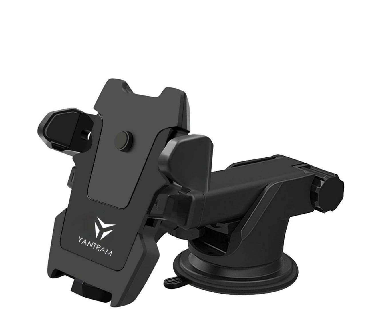 YANTRAM Universal 360 Rotating Adjustable Car dashboard Windshield Glass mobile Phone stand holder Mount accessories for car dashboard windshield Home office Desk table phone mobile holder