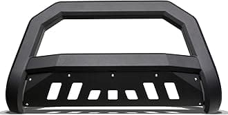 Matte Black AVT Style Bull Bar Brush Push Front Bumper Grill Grille Guard with Skid Plate Compatible with 05-07 Jeep Grand Cherokee / 06-10 Commander