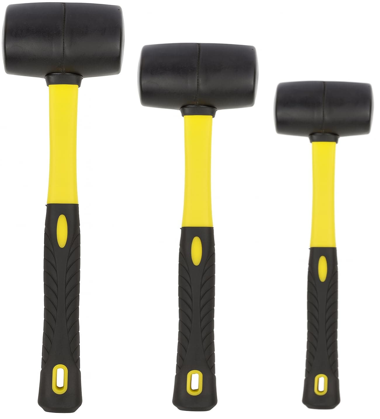 - Benchmark - Rubber Mallet Set - 3 Sizes (8 oz, 16 oz, 32 oz) - Durable Low Recoil Rubber Heads with Sure Grip Fiberglass Handles