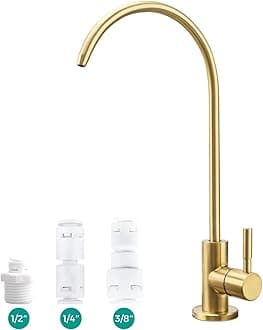 Filter Faucet,Drinking Water Faucet Fits Reverse Osmosis and Water Filtration System for Kitchen Bar Sink Faucets in Non-Air Gap SUS304 Stainless Modern Brushed Zirconium PVD Lead-Free
