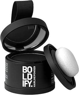 BOLDIFY Hairline Powder - Root Touch Up Hair Color for Gray Coverage - Bald Spot Concealing Hair Powder for Women and Men - 24-Hour Stain-Proof - Black