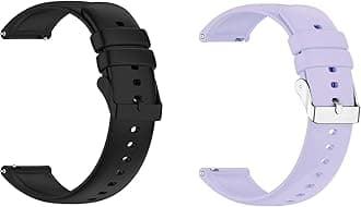 Foyscr Silicone Strap, Quick Buckle Waterproof Soft Strap, Black Strap, Silver Stainless Steel Buckle, Men's and Women's Smartwatch Strap, Sport Watch Strap