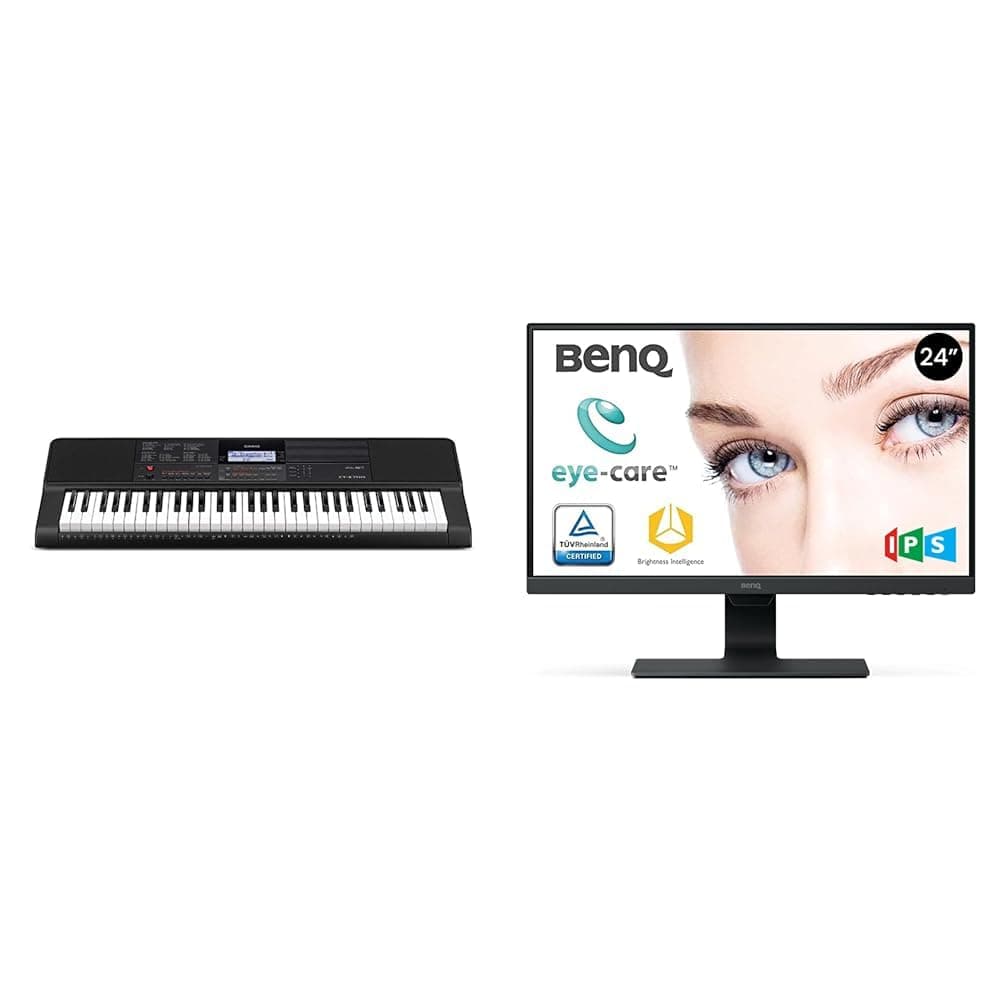 CasioCT-X700C5 Full Size High-Grade Touch Response Keyboard in Black & BenQ GW2480 60.5 cm (23.8 inch) LED Monitor (Full HD, Eye-Care, IPS Panel Technology, HDMI, DP, Speaker) Black
