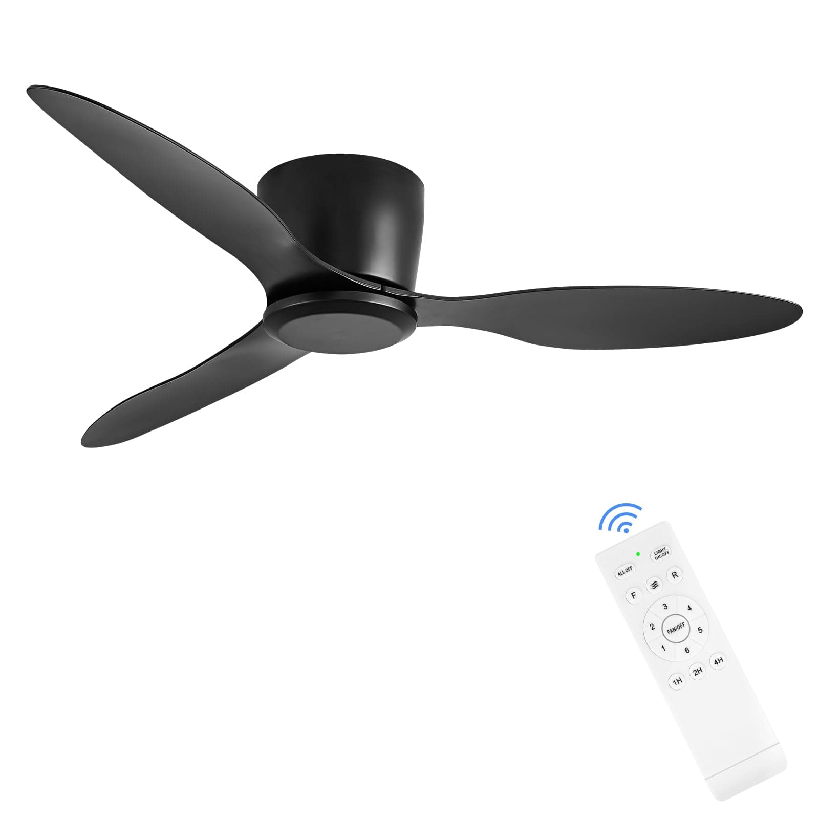 Ceiling Fans No Light with Remote Control Flush Mount 42 Inch Black Low Profile Ceiling Fan Without Lights for Bedroom Kitchen Living Room Outdoor Indoor 6 Speed Reversible DC Motor FCC