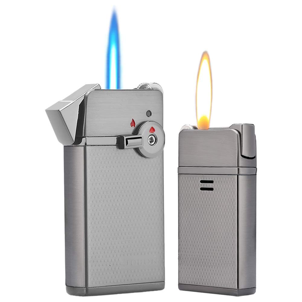 Torch Cigar Lighter, Butane Fuel Refillable, Soft/Jet Flame Switchable Cigarette Lighter with Flame Adjustable and Rotatable Switch, Unique Gift for Tobacco Pipe & Cigar