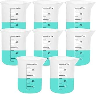 8 PCS Silicone Measuring Cups Kits,Silicone Measuring Cup,100ml Non-Stick Mixing Cups,Precise Scale,Durable Easy Clean for Epoxy Resin,Stain Jewelry Making,Casting Molds, Waxing,DIY, Art,Craft