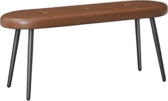 HOOBRO Dining Bench, Dining Room Bench, Upholstered Bench, with PU Leather Padded Seat, Steel Frame, Easy to Assemble, for Kitchen, Dining Room, Hallway, Bedroom, Entryway, Brown and Black CB100CD01