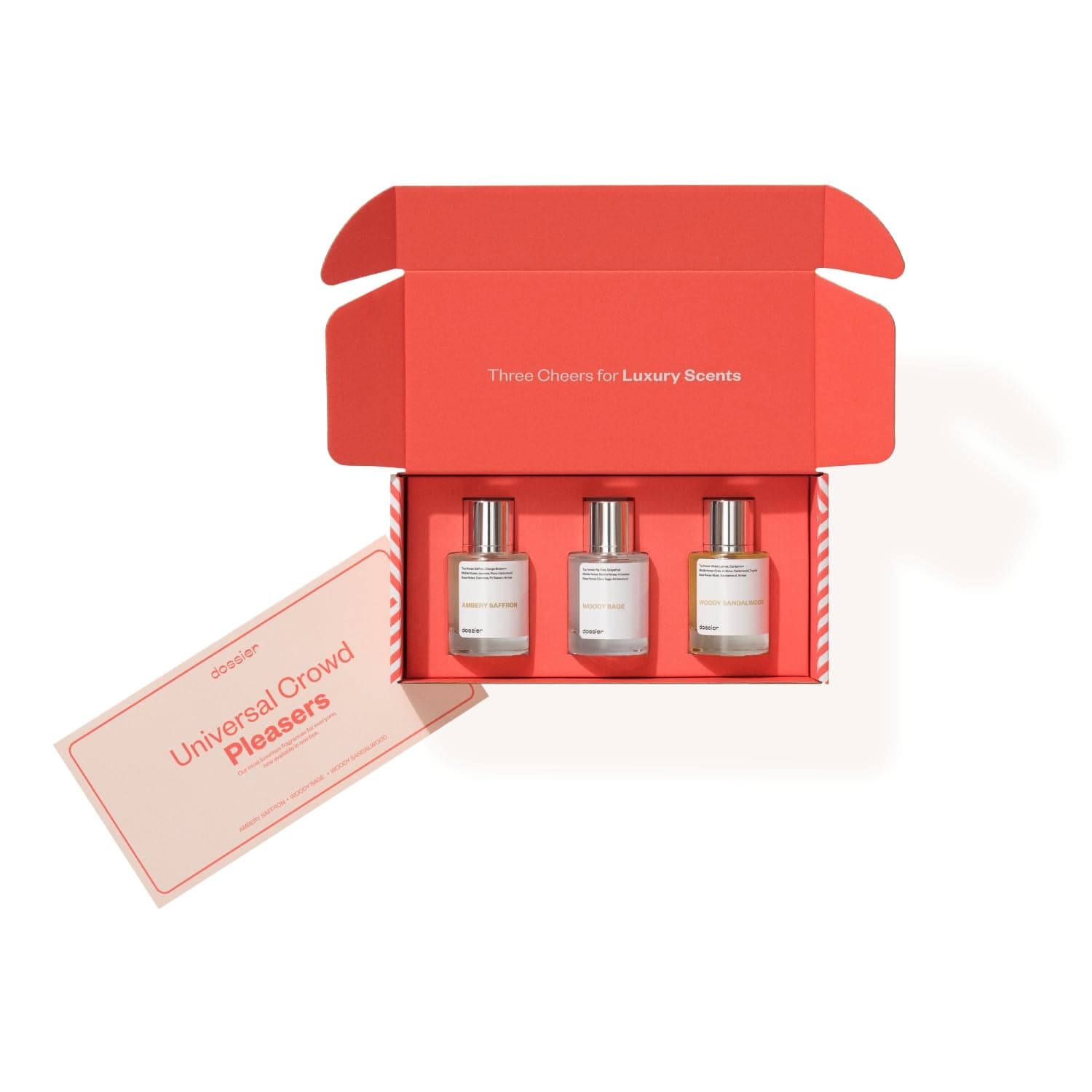 - Dossier - Eau de Parfum - Universal Crowd Pleasers 50 ML Trio Set - Ambery Saffron - Woody Sage - Woody Sandalwood - 3x Fragrance 1.7 Fl oz