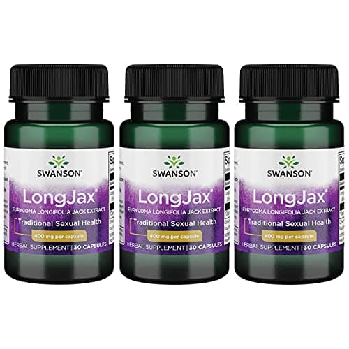 Swanson Longjax Eurycoma Longifolia Jack Extract 400 Milligrams 30 Capsules (3 Pack)