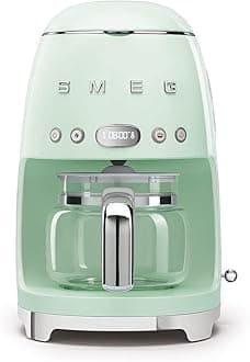Smeg DCF02PGUK Drip Coffee Machine, Auto-Start Mode, Reuseable Filter, Digital Display, Anti-Drip System, Aroma Intensity Option, 1.4 Litre Tank, Pastel Green