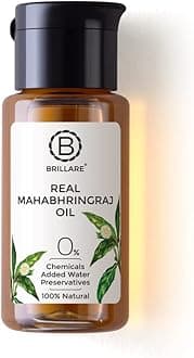 BRILLARE Real Mahabhringraj Oil, Natural Cold Pressed Hair Oil, For Thicker and Healthier Hairs, For Beautiful Nails & Eyelashes, Zero Chemicals, 50 ML