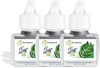 100% Natural Eucalyptus Plug in Air Freshener, Scented Oil Refills, 3 Refills