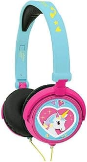 – LEXIBOOK, Unicorn, Stereo Headphones, kids safe volume, foldable and adjustable, pink/blue, HP017UNI