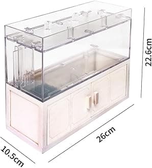 Betta Fish Tank Aquarium Kit Acrylic Material Separate Filter Box Mini Desktop Small Fish Tank with Water Pump Self Filtering Circulation Ecosystem,for Betta Fish and Guppies (Brown)