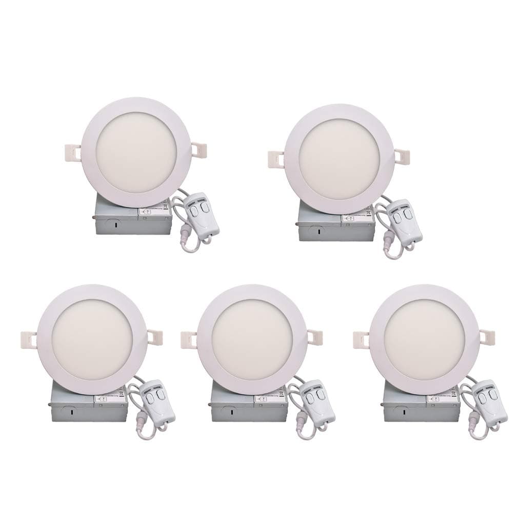 5 Inch Ultra-Thin Round LED Recessed Panel Light, 9W, 3 Color Temperatures, 6500K, 4000K, 3000K, CRI80+, FCC Certified, Ceiling Down Light, for Office, Home, Commercial Lighting,5 pack