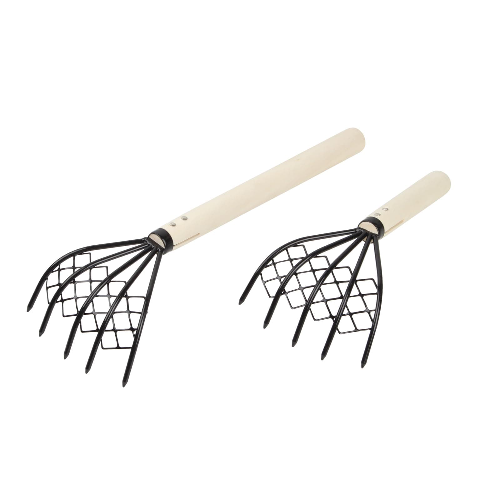 2 Pcs Claw Rake Hand Rake Clamming Claws, Clam Rake with Mesh Net, Clam Scraper Tool for Beach Clam Scraper, Oyster Shell Digging Tool for Beach Gardening, Dig Seafood Accessories