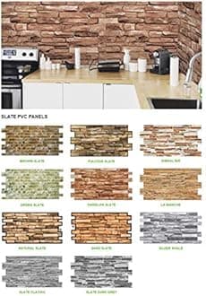 On1shelf 3D Wall Panels Stone Brick Slate Effect Decorative PVC Plastic Cladding (Sand Slate)