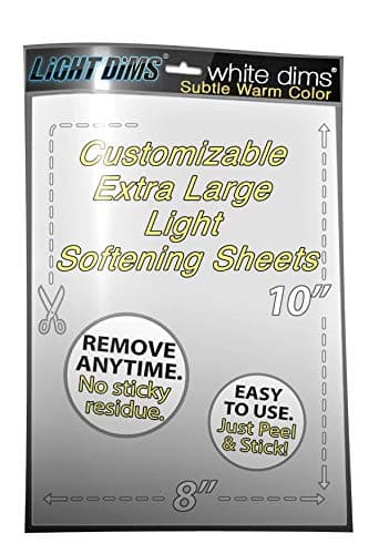 LightDims White Dims Self Adhesive Dimming/Softening Sheets for Harsh LED Lights 8"x10.5" Size (1 Sheet) Subtle Warm Color & (1 Sheet) Free Mystery Gift. Packaging May Vary