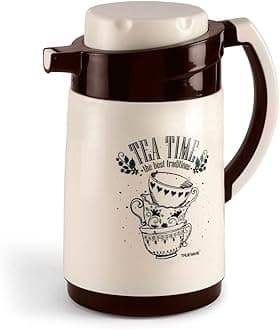 Ruff Tuff 1200 Insulated Flask - 1000 Ml | Insulated Tea Pot Kettle Thermos Water Jug | Hot & Cold | Leak-Proof Lid | Thermoware | Food Grade Plastic | Lightweight BPA-Free | Wide Mouth Design | Ideal for Office, Travel | Brown